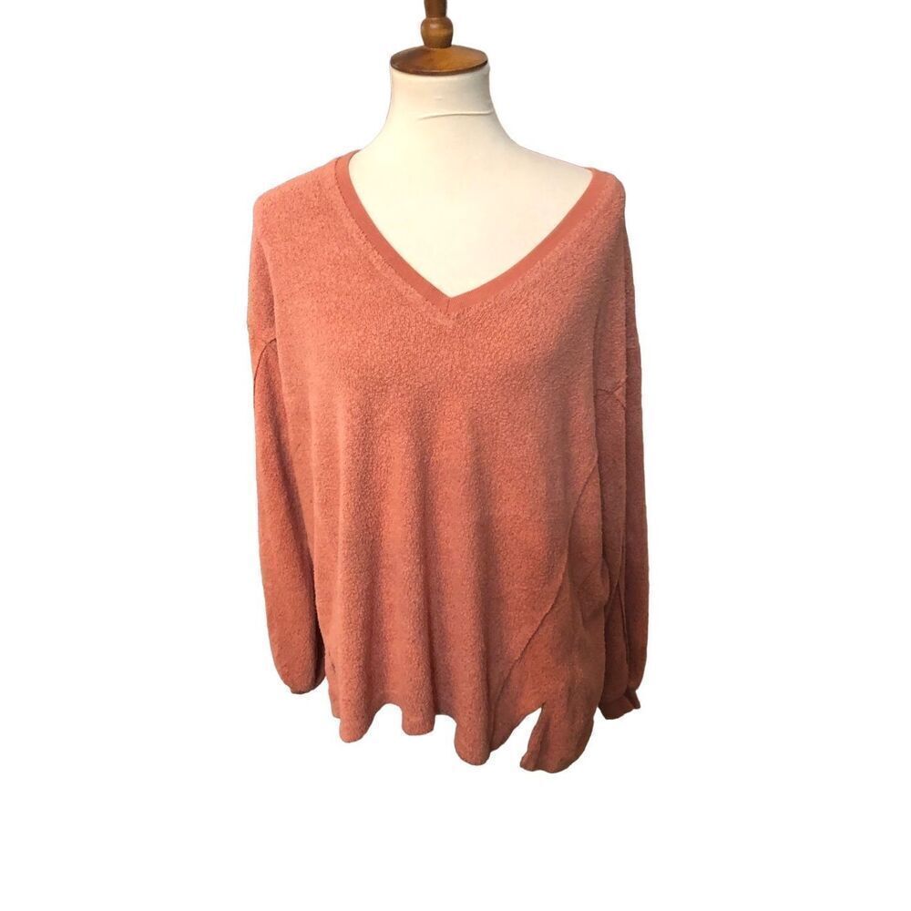 Urban Outfitters super soft slouchy pullover orange asymmetrical lightweight swe - Picture 2 of 11
